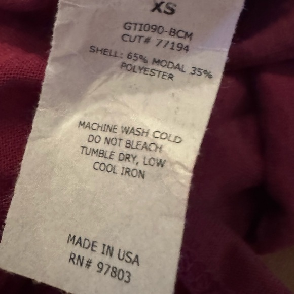 Green Envelope Burgundy XS Long Sleeve V-Neck Wrap Top - Picture 8 of 8